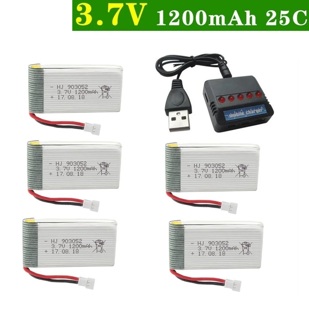 6 pièces/ensemble Original 3.7 v 1200mAh avec unités de chargeur pour SYMA X5 X5C X5SC X5SH X5SW Drone Quodcopter pièces de rechange lipo batterie 3.7 v