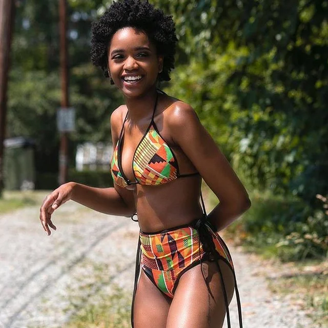 Kachi African Print  High Waisted Bathing Suit