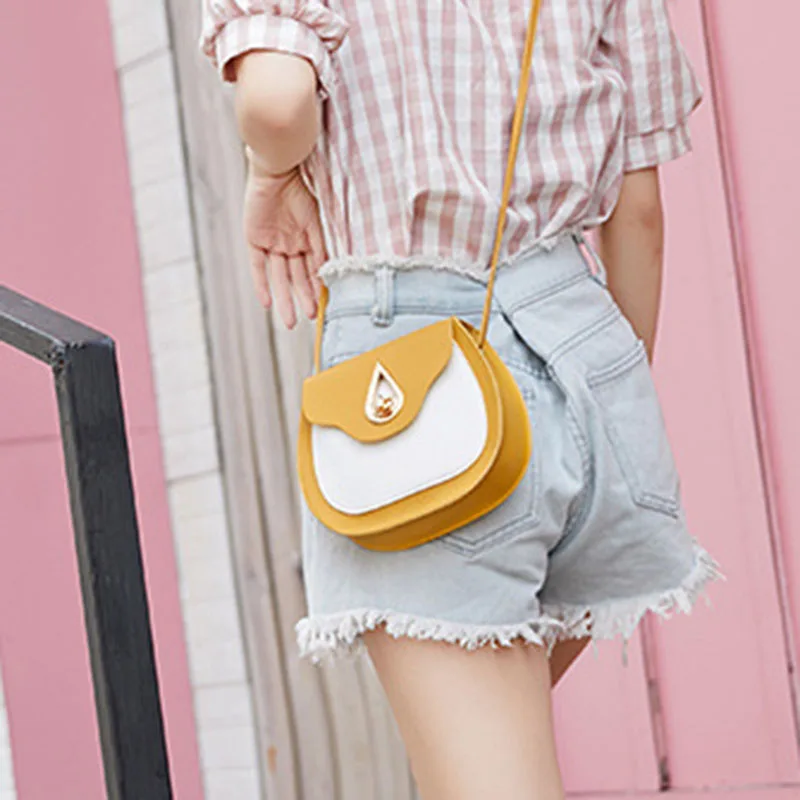 

New Style Women PU Leather Shoulder Bag Waterdrop Lock Buckle Girls Crossbody Bags