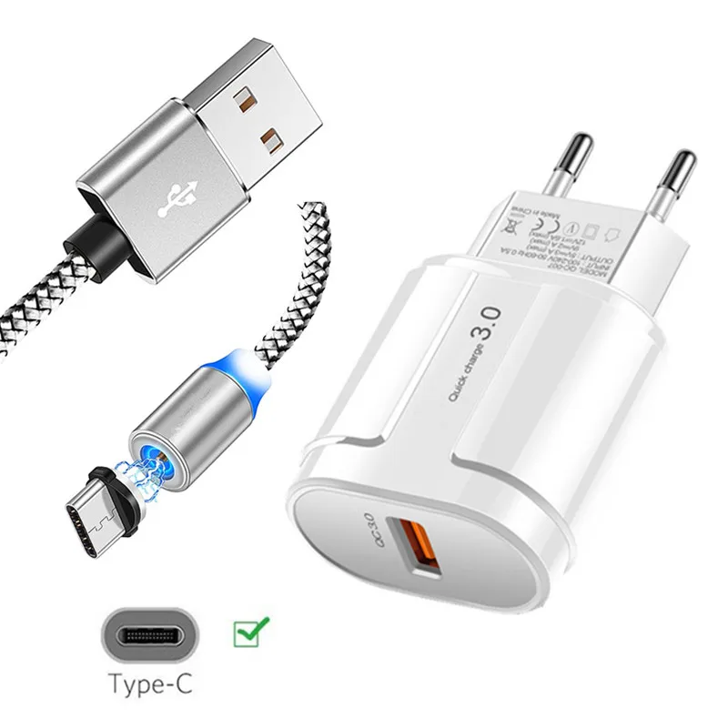 White Charger Cable Магнитный зарядный кабель типа C для samsung S8 S9 S10 A50 A70 Note 10 zte Axon 7 Nubia Z17 Mini Магнитный USB шнур QC 3,0 быстрое зарядное устройство - Цвет: White Charger Cable