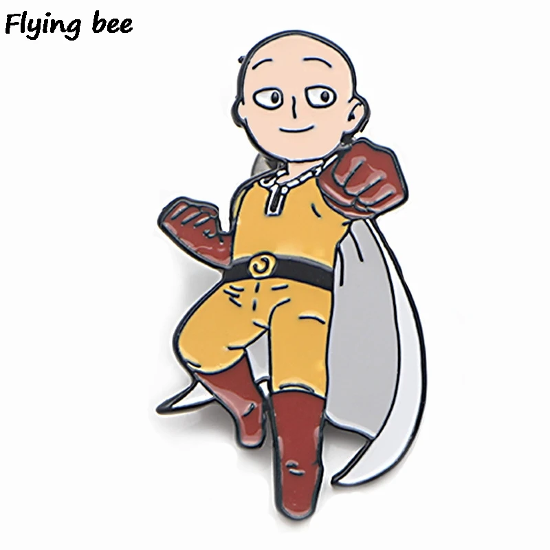 Flyingbee ONE PUNCH-MAN Модные броши брошь в стиле аниме и булавки эмалированные шпильки Нагрудный значок прищепки шапка булавка для женщин мужчин X0450