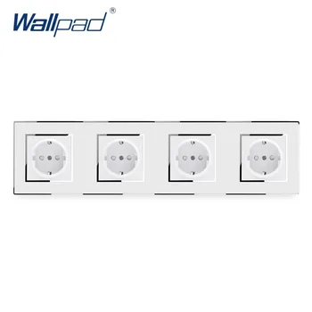 

4 EU Power Socket Wallpad Luxury Wall Electric Outlet Mirror Acrylic Panel EU German Standard 16A AC 110~250V Schuko