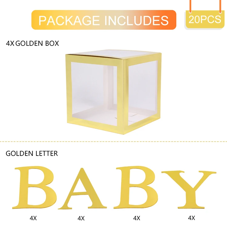 Huiran, цветная прозрачная детская коробка с буквенным принтом, украшения для девочек, вечерние украшения для девочек на первый день рождения - Цвет: BABY 01