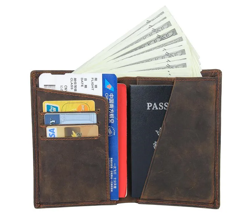 Высококачественные мужские кошельки для паспорта из натуральной кожи, мужские кошельки для паспорта, винтажные кожаные мужские кошельки, мужские бумажники для паспорта, кожаные