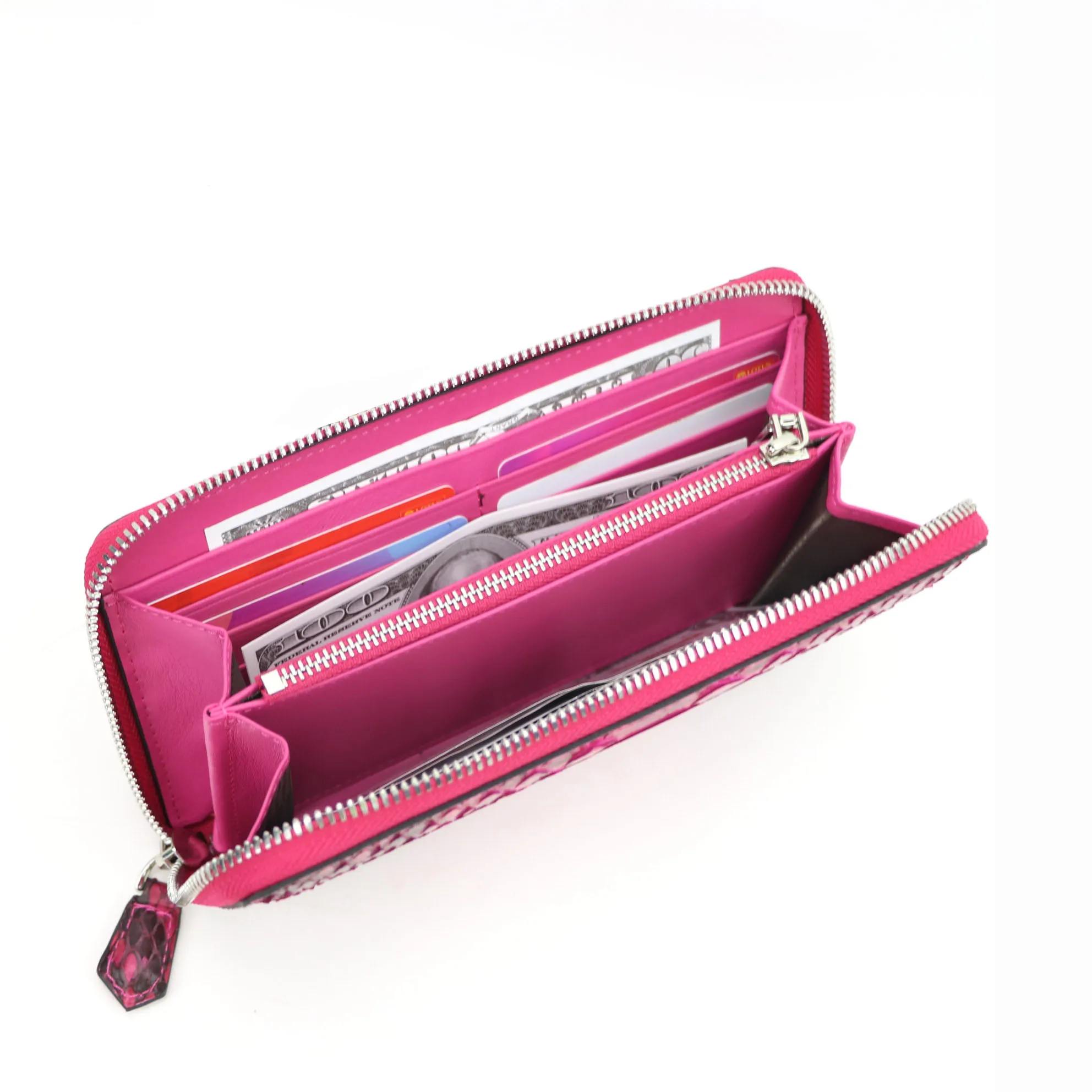 Роскошный длинный кошелек из настоящей кожи питона на молнии высококачественный