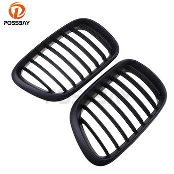 

POSSBAY Matte Black Kidney Grills Front Center Grille Car Cover for BMW X5 E53 3.0d/3.0i/4.4i/4.6is 2000-2003 Pre-facelift