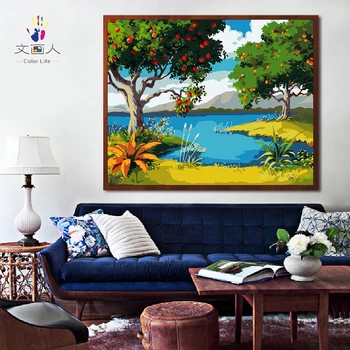 

paint by number art painting Bloom and bear fruit hand-painted color oil painting Living room bedroom Decorative paintings