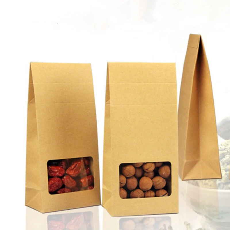 Стоячие пакеты на молнии с передним прозрачным окошком упаковка из крафт бумаги