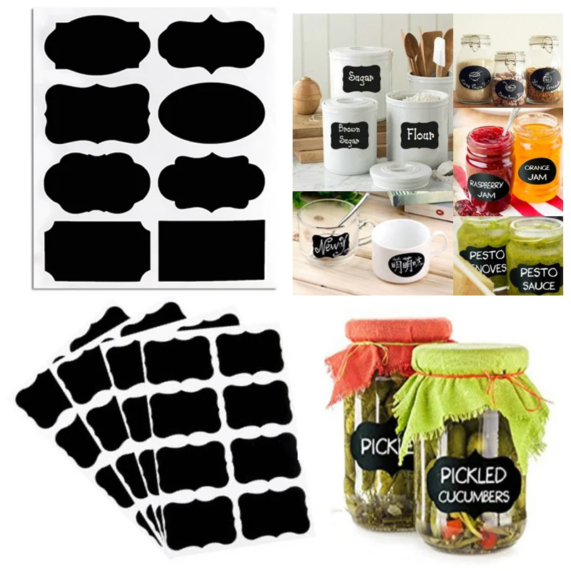 

Creative High Quality Craft Organizer Labels Popular 8PCS/Sheet Sticky Label Chalkboard Sticker Blackboard Sticker Kitchen Jars