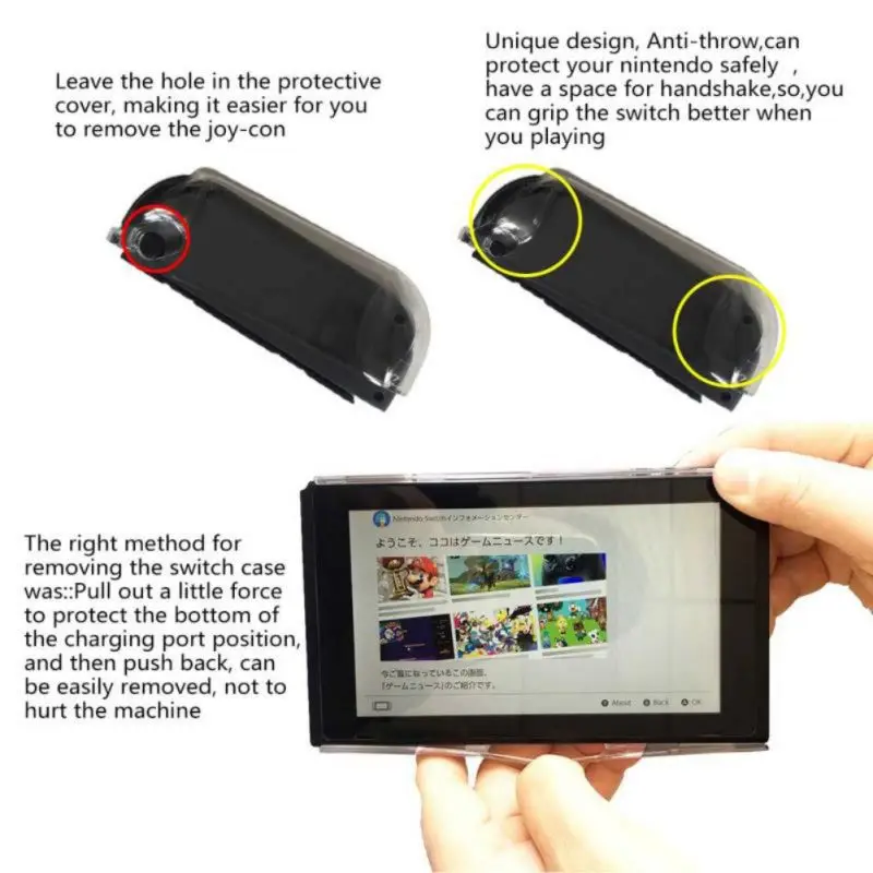 Защитный чехол для джойстика для nintendo Switch, прозрачный чехол для задней панели, чехол для царапин