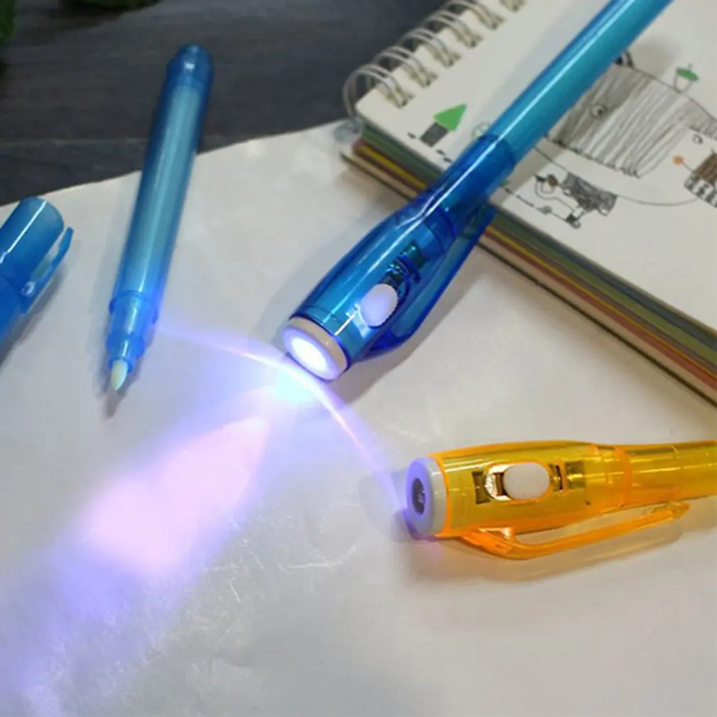 Невидимый маркер хайлайтер Led фиолетовый свет электронная поддельная ручка Креативные УФ волшебные чернила лампа ручка канцелярские принадлежности