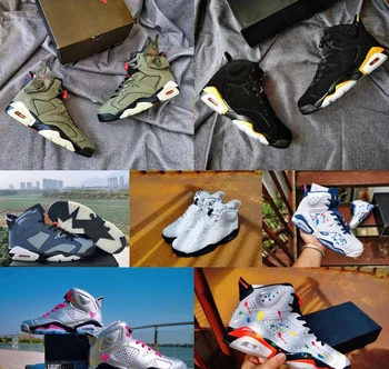 

High Quality Basketball Shoes Men Retro 6 Medium Olive Sports Shoes Men Denim Tinker Oregon Mens Outdoor Sports Sneaker