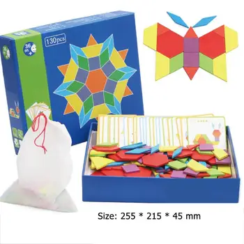 

Wooden Jigsaw Puzzle Board Set Creative DIY Tangram Kids Colorful Baby Montessori Educational Toys for Children Learning Toys