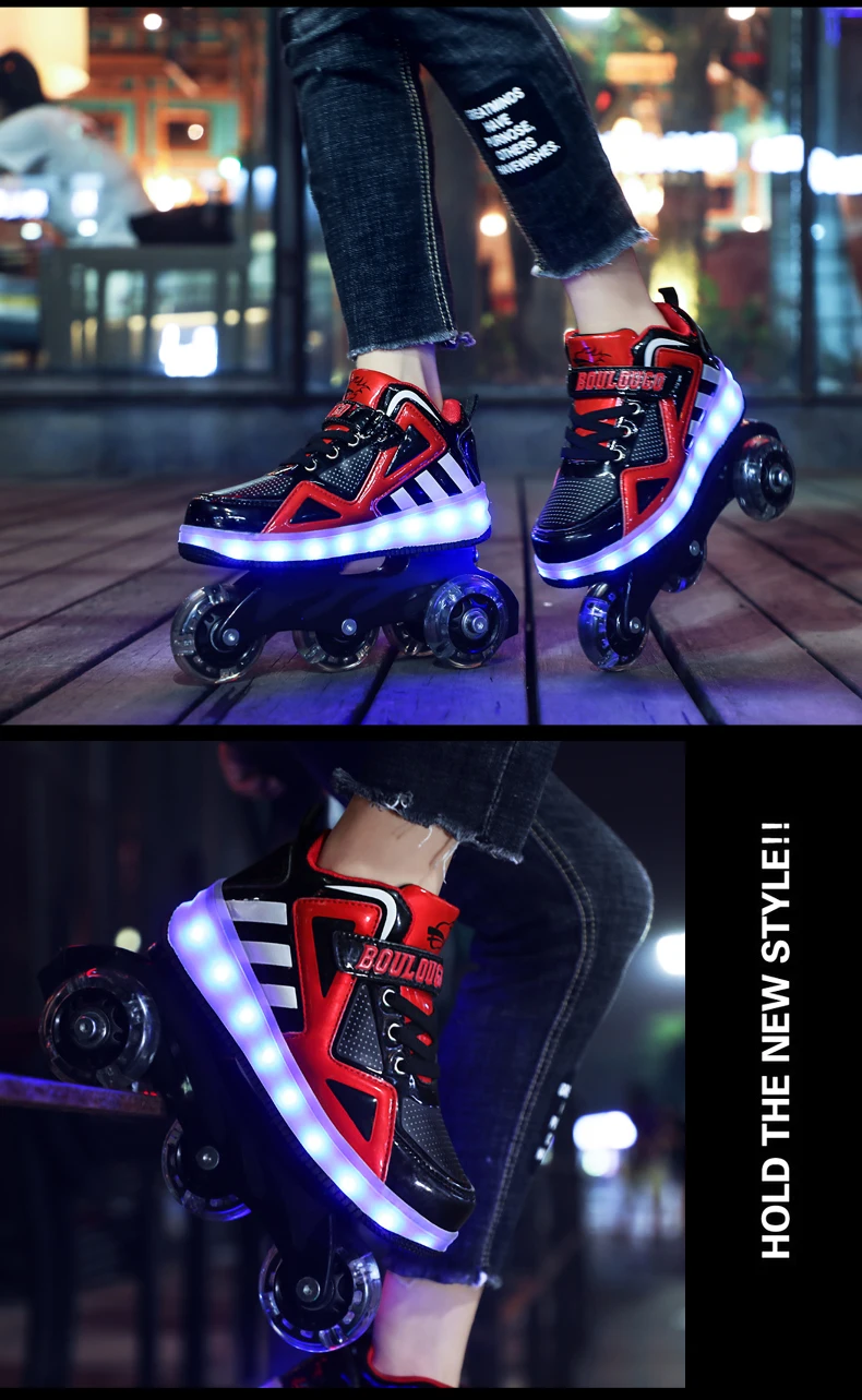 Heelys светильник на колесиках, обувь с роликами и подсветкой, Детские светящиеся кроссовки для мальчиков и девочек