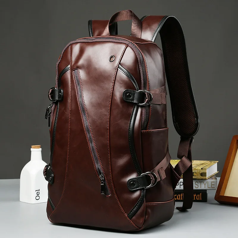 

Schoolbag Horse Leather Backpack Vintage Hand Shoulder Men And Women Backpack Korean-style Trend Trendy Bag