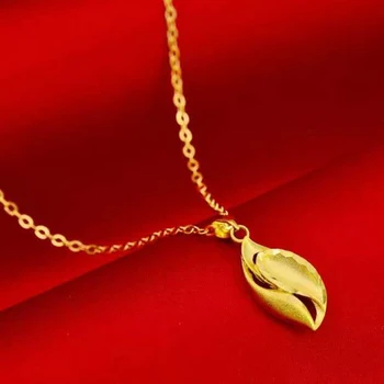 

Fashion 14K Gold Necklace Chain for Women's Wedding Anniversary Jewelry Delicate Leaf Pendant Necklaces Jewelry Birthday Gifts