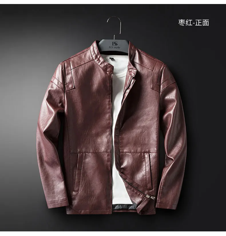 AliExpress, стиль, мужская повседневная одежда из искусственной кожи на все сезоны, приталенная мужская куртка для подростков, кожаная мужская куртка