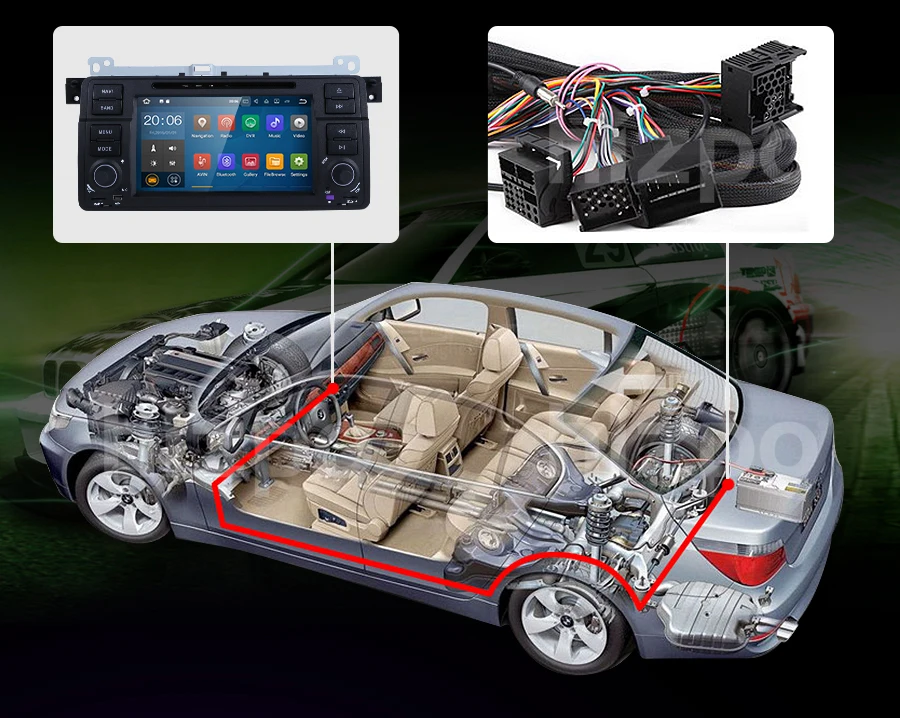 Excellent Ossuret Android 9.0 1Din QuadCore 2GRAM+16GROM 7Inch Touchscreen Car Player for BMW E46 318 320 M3 3series Car DVD Stereo RDS BT 3