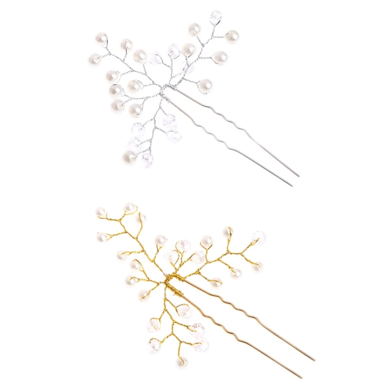 

Bride Hairpins Wedding Clip Alloy Faux Pearl Jewelry Headdress Bridal Handmade
