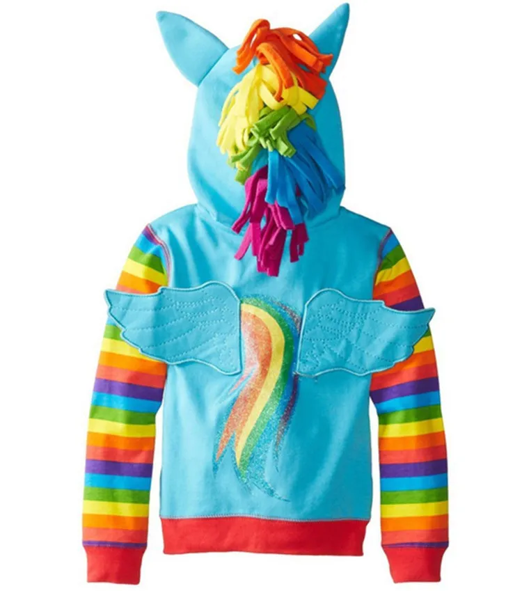 2024 New Spring Casual Cartoon Little Pony Hoodies For Girl Full Sleeve Kids Sweatshirt Coats Children BirthdayPresent Clothing