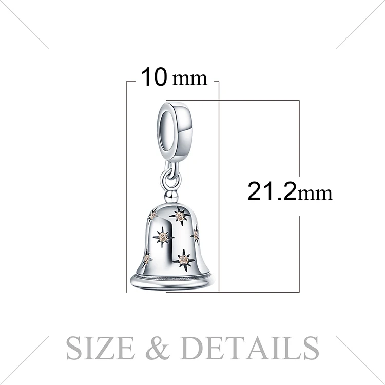 JewelryPalace рождественские звенящие колокольчики кубического циркония 925 пробы Серебряный Шарм бусины для Новинки женщин Лидер продаж красивые подарки
