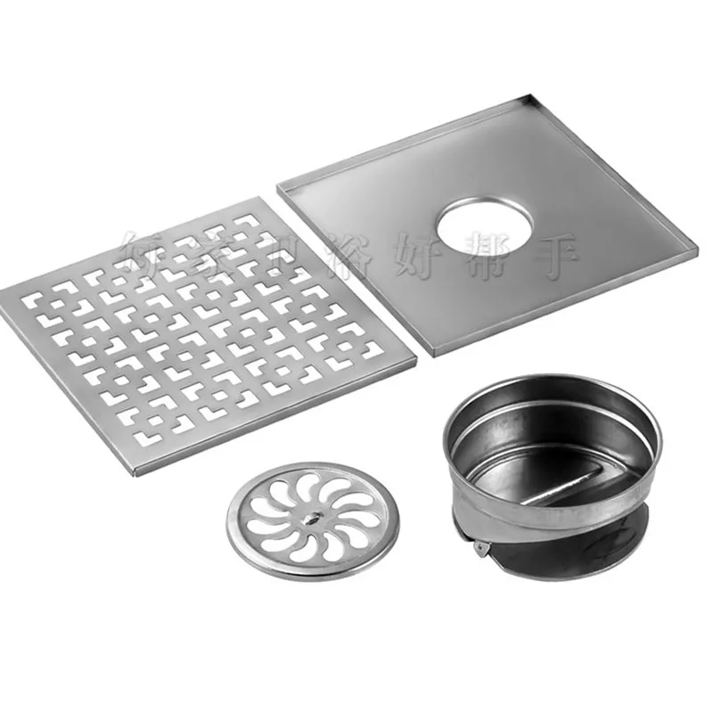 Brushed Nickel 20cm Floor Drain Large Flow Bathroom Shower Drain Waste water Drain