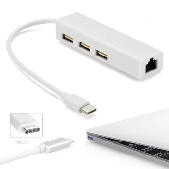 

New USB 2.0 Type-C Thunderbolt 3 to RJ45 Ethernet Hub Adapter for Macbook Portable USB-C Ethernet Connector Cable Accessories