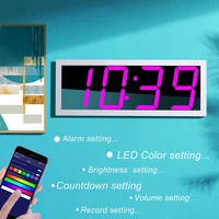 Digital Wall Clock APP Control Alarm Clock Time Date/ Temperature Sound Activate Countdown Stepless Brightness Alarm with Snooze 2
