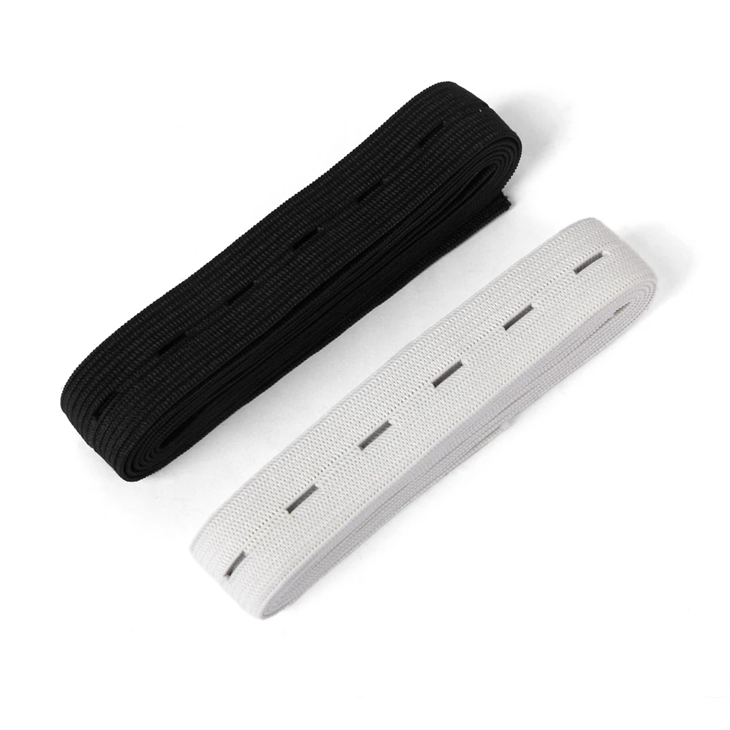 Sewing Craft Button Hole Knit Elastic Band Maternity Wear Kids Clothes Making Elastic Pack of 2 White and Black