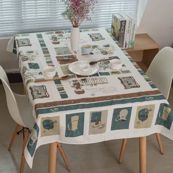 

Lanke Cotton linen printing Tablecloth With lace,Home Kitchen Decoration Dining Table Cover Tea TableCloth