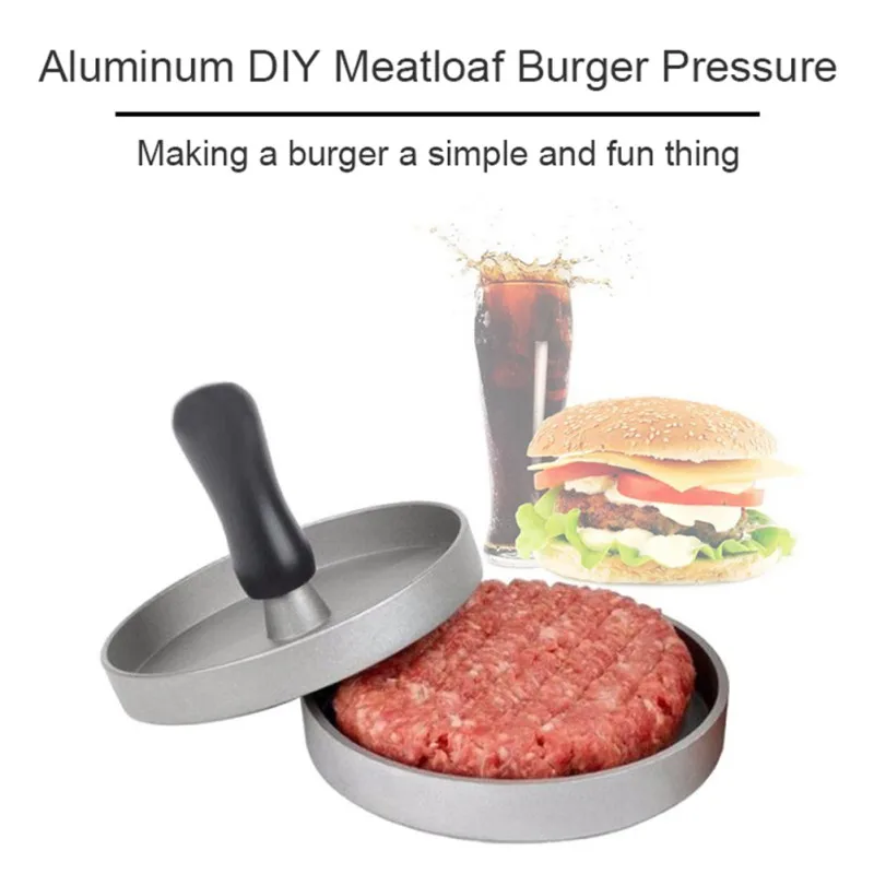 Антипригарный пресс для гамбургера, алюминиевый пресс для мяса, устойчивый к истиранию, деревянная ручка, кухонный инструмент