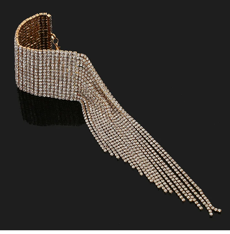 Модные браслеты для женщин, вставленный браслет для выступлений, растягивающийся эластичный браслет, браслеты для невесты, очаровательные, для свадебной вечеринки - Окраска металла: Gold