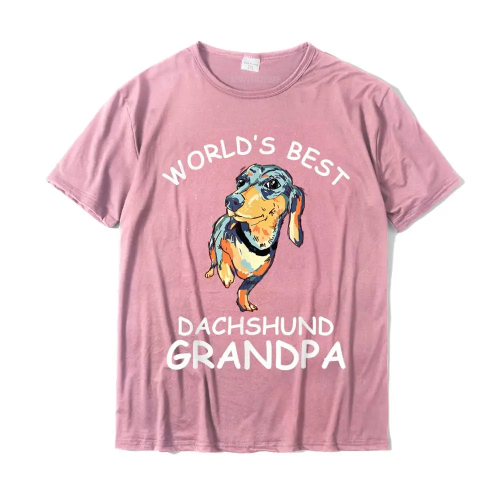 Summer Cotton Fabric Tops Tees for Men Normal Tshirts Printed On Graphic O Neck Tops T Shirt Short Sleeve Free Shipping World's Best Dachshund Grandpa Funny Granddog Dog Lover Cute T-Shirt__MZ23738 pink