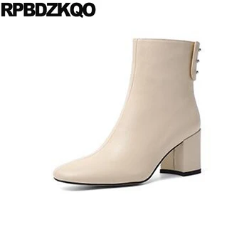 

fur autumn custom ladies chunky high heel genuine leather square toe boots designer shoes women luxury 2019 ankle booties winter