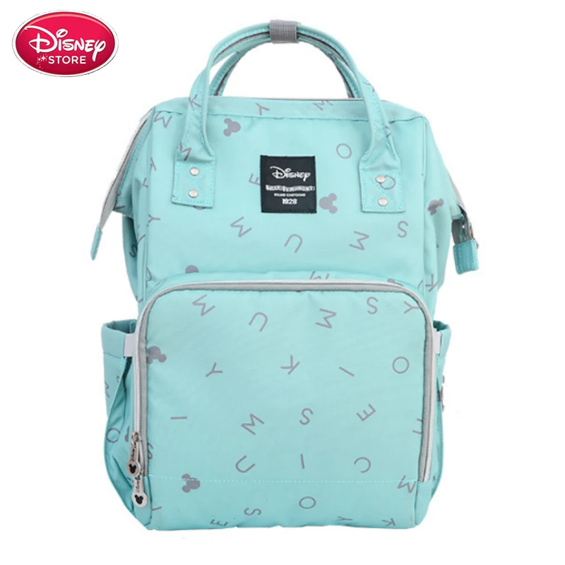 green Сумка для подгузников disney, сумка для мам, водонепроницаемая, для коляски, теплая, Микки, Минни, для путешествий, большая емкость, рюкзак для мам, детские сумки - Цвет: green