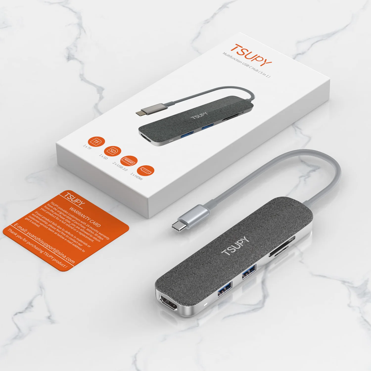 TSUPY 5 в 1 USB C концентратор типа C к HDMI USB 3,0 SD/TF кардридер адаптер для Macbook Pro