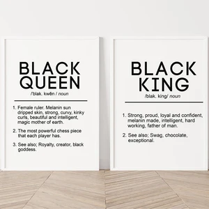 Leinwand Malerei Schwarz König und Königin Definition Zitat Poster Drucke Schlafzimmer Melanin Wand Kunst Schwarz Schönheit Wohnkultur Keine Rahmen