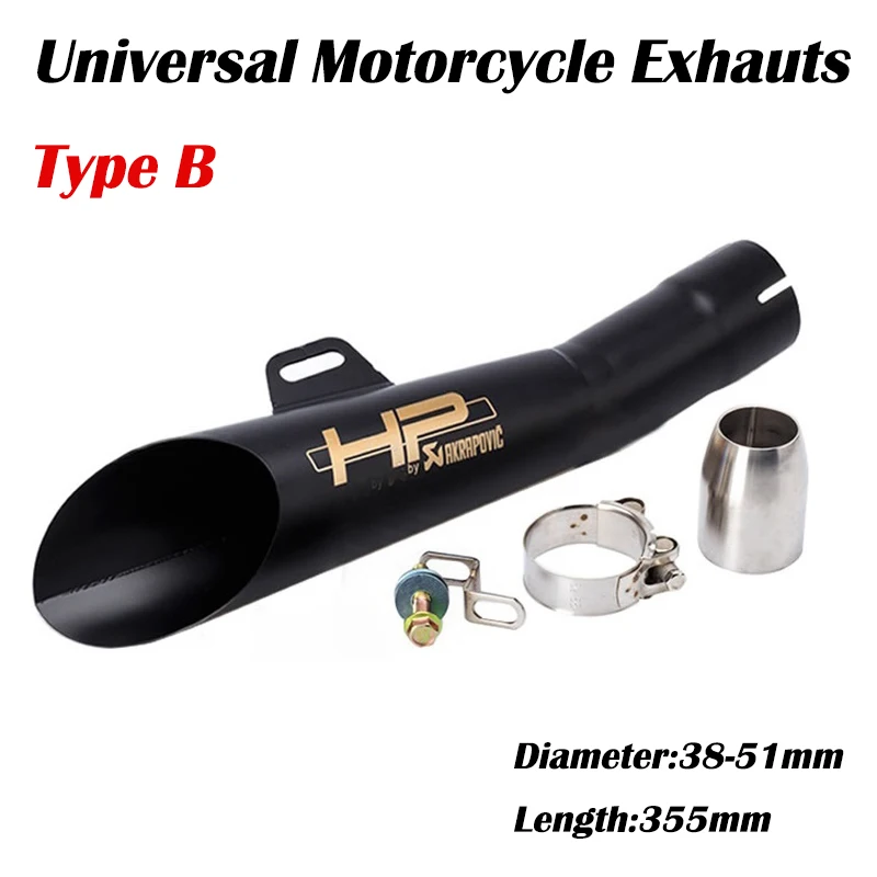 51 мм Универсальный мотоцикл hp Akrapovic выхлопная труба Escape скутер GP глушитель DB Killer Slip-on Moto Dirt Bike для R3 R6 MT03 - Цвет: B