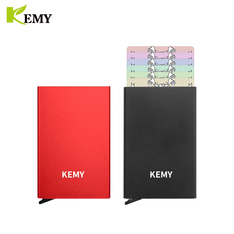 KEMY Rfid Wallet Men Money Bag Mini Purse Male Aluminium Card Wallet Small Clutch Leather Thin Purse Carteras