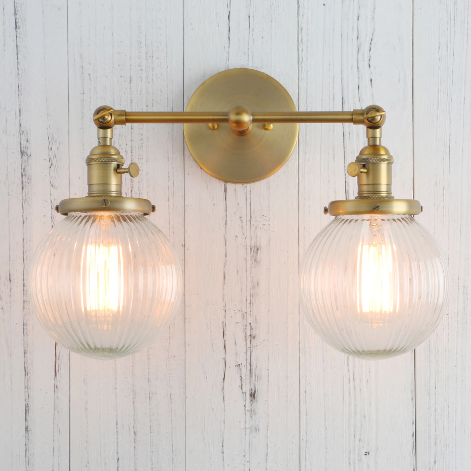 the range wall lights Permo Vintage  with Globe Glass Shade 2 Lights Wall Sconces Double Head Wall Lights with Switch Retro Style Rustic Wall Lamps wall lamps Wall Lamps