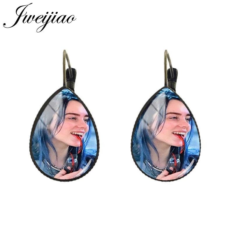 HB03 JWEIJIAO Billie Eilish, серьги, слеза, капля воды, серьги на клипсах для ушей, персональное лицо, угрюмое лицо, стиль хип-хоп, подарок для фанатов, горячая распродажа, Kolye HB10 - Окраска металла: HB03