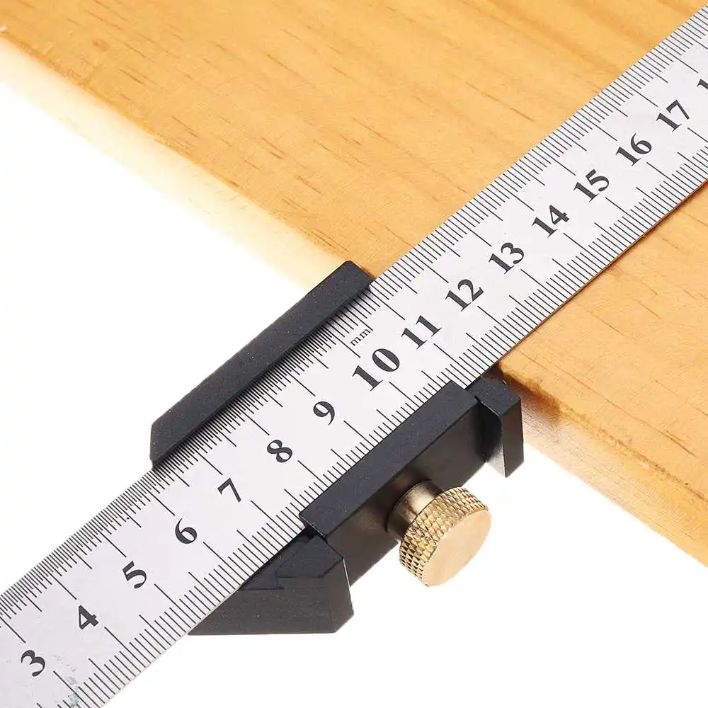 DANIU Aluminum Alloy Metric Inch 45 90 Degree Line Scribe Positioning Measuring Ruler 300mm Marking T-Ruler Woodworking Tool