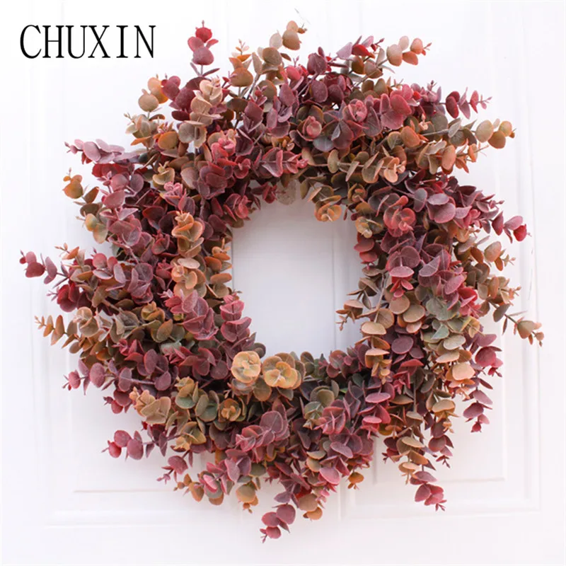 

46cm artificial Christmas decoration garland plastic eucalyptus leaf garland home living room wall hanging wedding layout decor