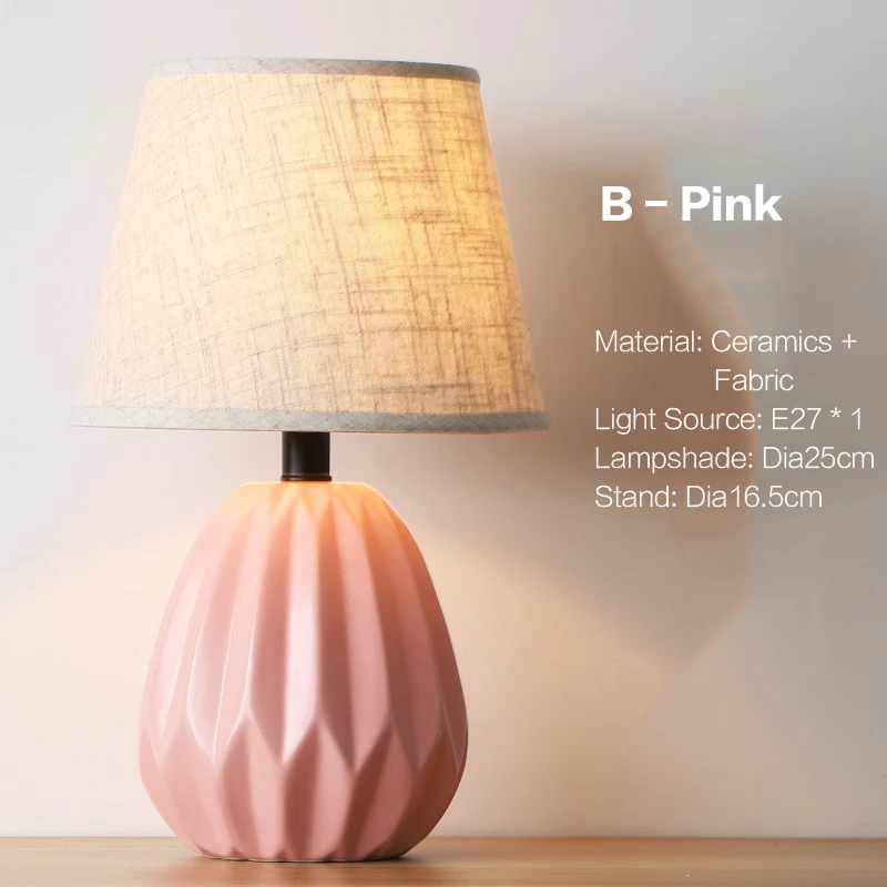 B-Pink Современная настольная лампа для гостиной, спальни, прикроватная лампа, украшенная керамикой, для учебы, скандинавские светодиодные настольные лампы - Цвет абажура: B-Pink