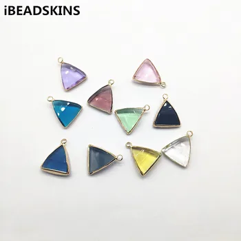 

New arrival! 20X17mm 50pcs Copper/Glass Faceted Triangle Charm for Necklace Earrings DIY,Earrings parts,hand Made Jewelry DIY