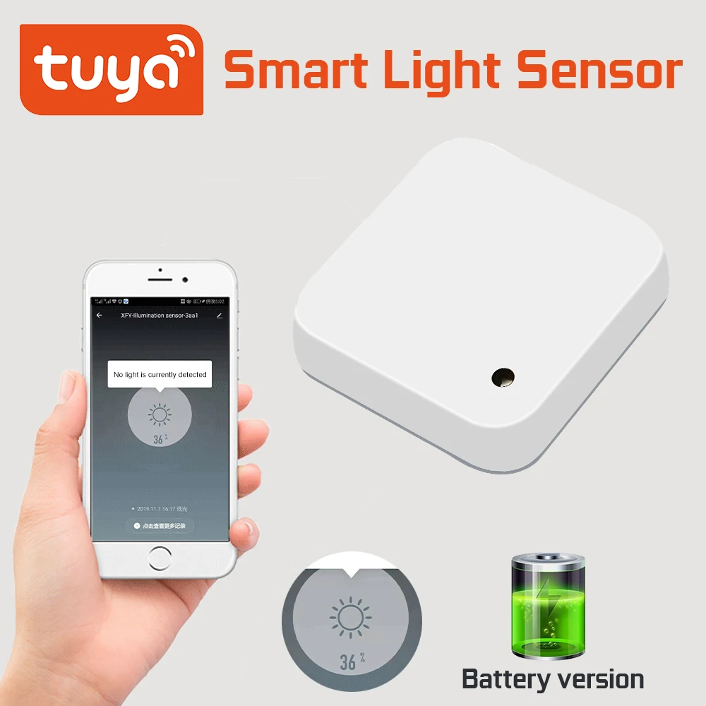 

Tuya WiFi Smart Light Sensor Battery powered Smart Home Light/Curtain automation Control Outdoor Waterproof SmartLIfe App