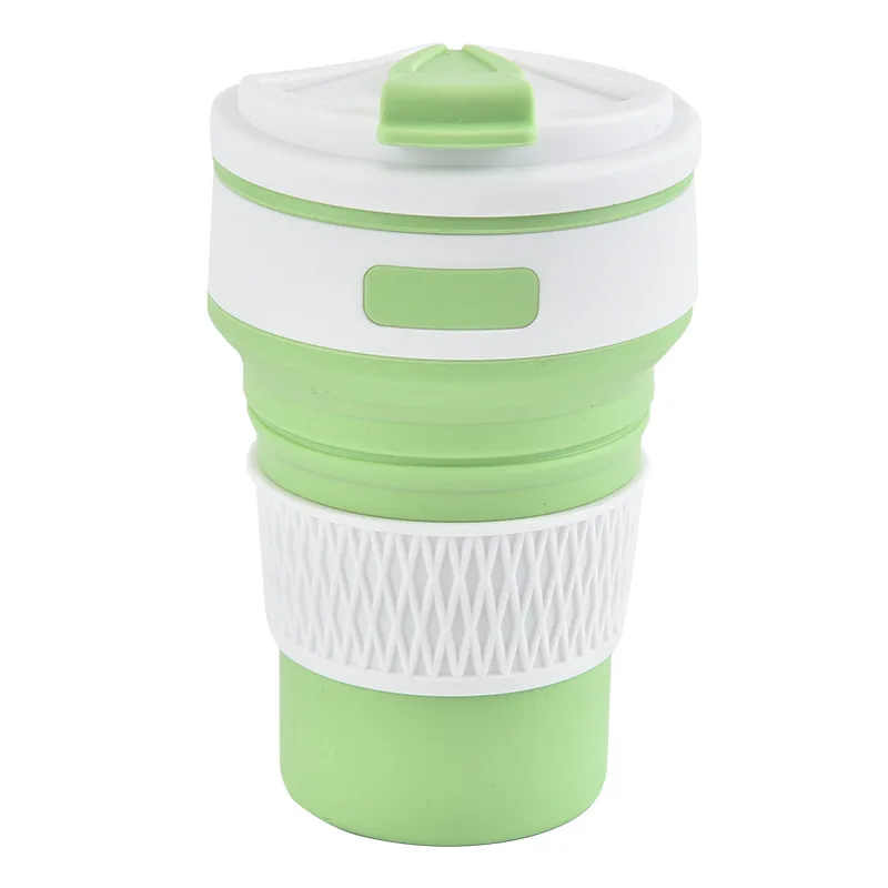 Силиконовая чашка креативный Силиконовый складной круглый Телескопический Силиконовый складной однослойный силиконовые чашки кружки, кофейная кружка - Цвет: green