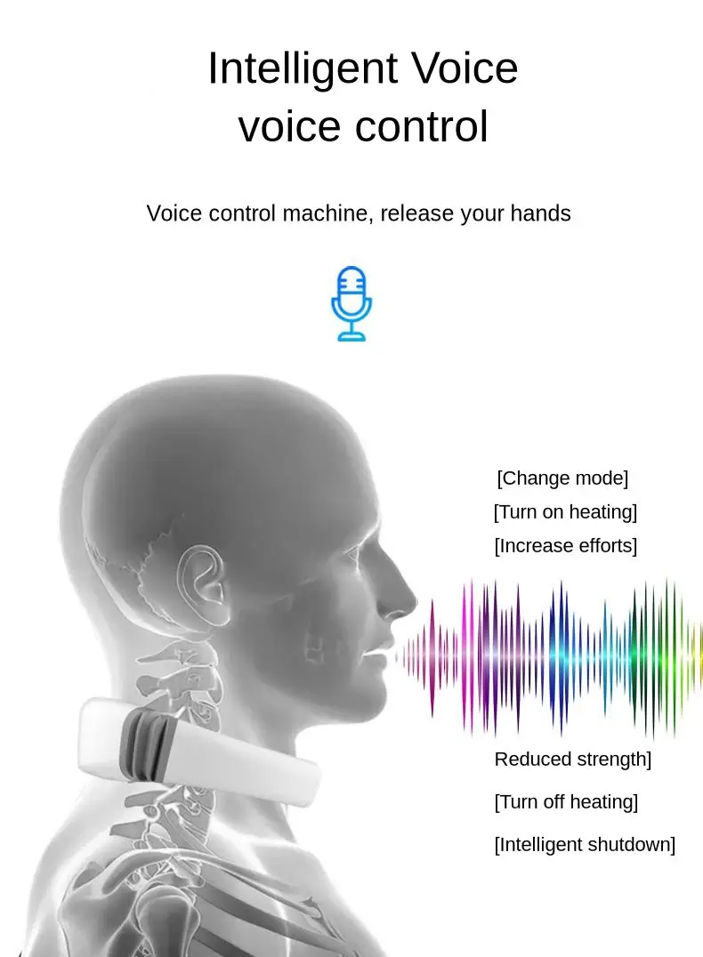 Controle de Voz Alívio da Dor Inteligente Dezenas Cervical Massagem Instrumento Aquecimento Vibração Ombro Massageador 14 Instrumento Da Massagem Da garganta