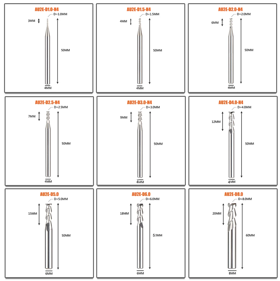 1 шт. плоский конец мельницы 2 флейты Конец фрезы d1-d12 концевые фрезы cnc уход за кожей лица и шлицевой фрезерный инструмент для обработки алюминия