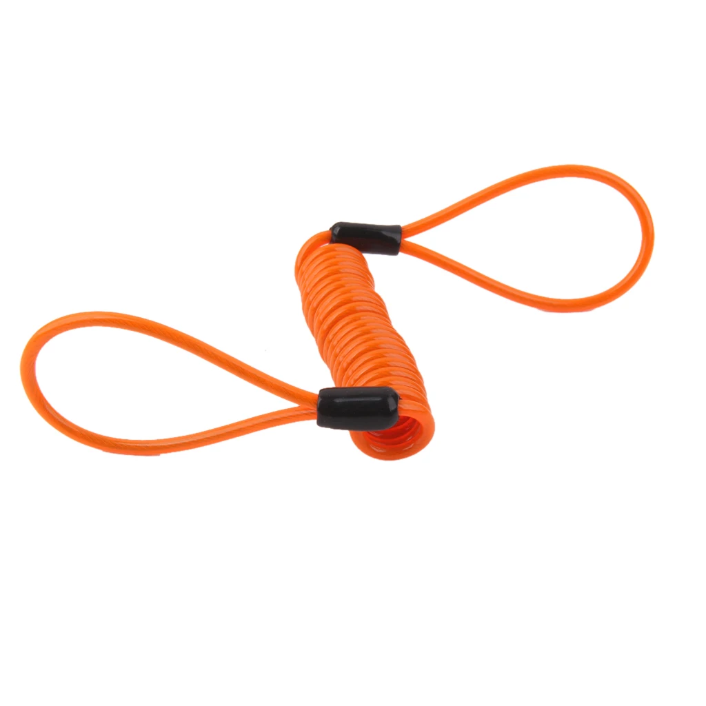 Orange security brake disc lock reminder cable coil wire motorcycle scooter